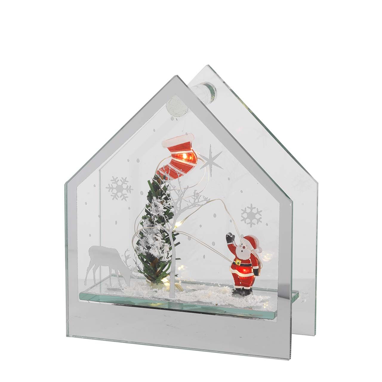 VETRINETTA NATALIZIA CON LED Casetta 12x5x14